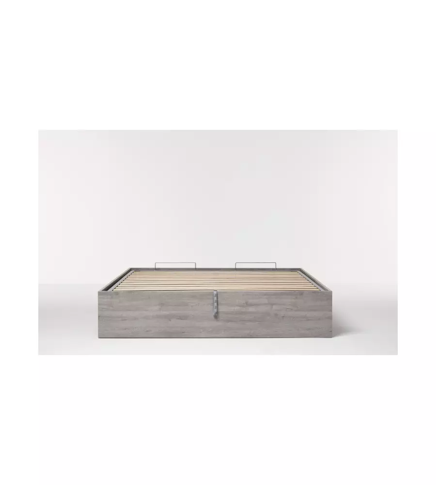 Letto matrimoniale "bed box" rovere grigio con rete e contenitore, 160x190 cm